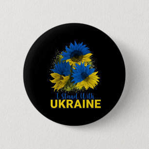 Badge Rond 5 Cm Je Me Tiens Avec L'Ukraine Drapeau De Tournesol Pa