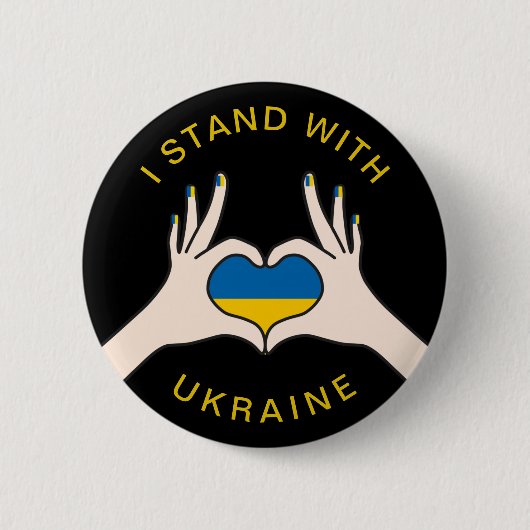 Badge Rond 5 Cm Je me tiens avec l'Ukraine Ukrainienne drapeau Coe (Devant)