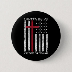 Badge Rond 5 Cm Je me tiens debout pour le drapeau, à genoux pour