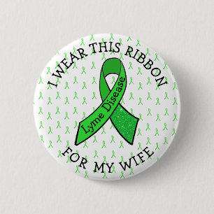 Badge Rond 5 Cm Je porte ce ruban pour le bouton Lyme de ma femme