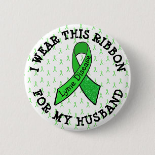 Badge Rond 5 Cm Je porte ce ruban pour mon mari  Lyme  Bouton