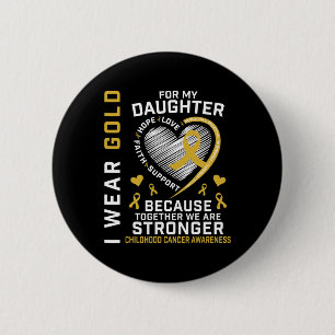 Badge Rond 5 Cm Je Porte De L'Or Pour Ma Fille Enfant Cancer Paren