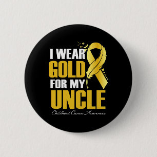 Badge Rond 5 Cm Je Porte De L'Or Pour Mon Oncle Plumes De Cancer D