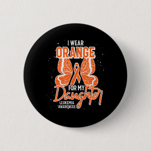 Badge Rond 5 Cm Je Porte De L'Orange Pour Ma Fille Leucémie Papill