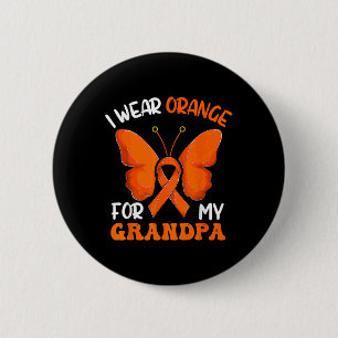 Badge Rond 5 Cm Je Porte De L'Orange Pour Ma Leucémie Papillon Pap
