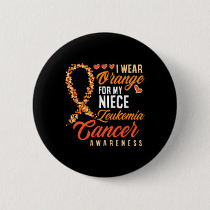 Badge Rond 5 Cm Je Porte De L'Orange Pour Ma Nièce Leucémie Cancer