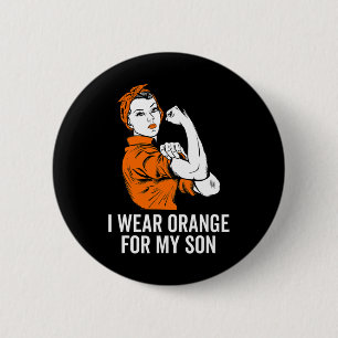 Badge Rond 5 Cm Je Porte De L'Orange Pour Mon Fils Mois De Sensibi