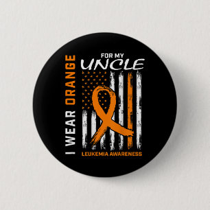 Badge Rond 5 Cm Je Porte De L'Orange Pour Mon Oncle Leucémie Amer