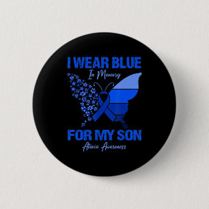 Badge Rond 5 Cm Je Porte Du Bleu En Mémoire Pour Mon Fils Ataxie S