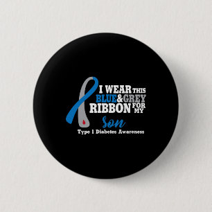 Badge Rond 5 Cm Je porte du bleu et du gris pour mon fils Sensibil