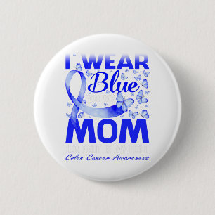 Badge Rond 5 Cm Je Porte Du Bleu Pour Ma Mère Colon Cancer Sensibi