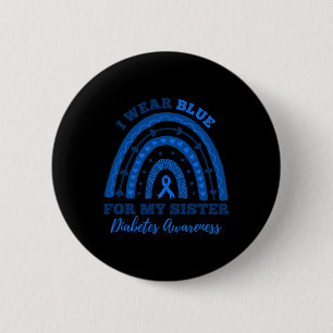 Badge Rond 5 Cm Je Porte Du Bleu Pour Ma Soeur T1D Type 1 Diabète
