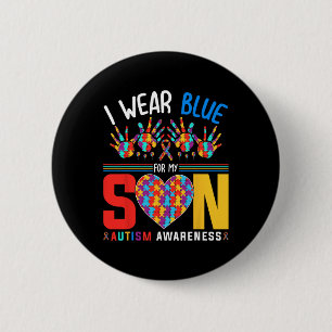 Badge Rond 5 Cm Je porte du bleu pour mon fils Puzzle de sensibili