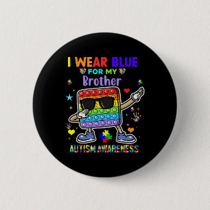 Badge Rond 5 Cm Je porte du bleu pour mon frère Mois de la sensibi