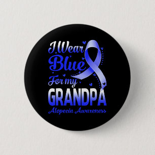 Badge Rond 5 Cm Je Porte Du Bleu Pour Mon Grand-Père Alopecia Sens