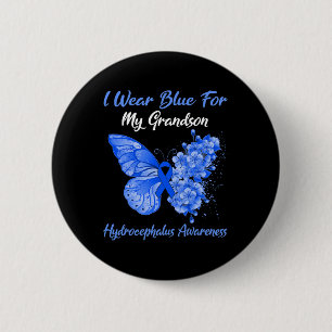 Badge Rond 5 Cm Je Porte Du Bleu Pour Mon Petit-Fils Hydrocéphalie
