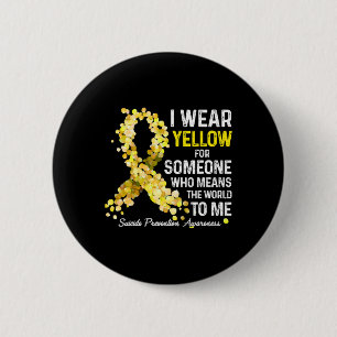 Badge Rond 5 Cm Je Porte Du Jaune À Quelqu'Un Qui Manque De Préven