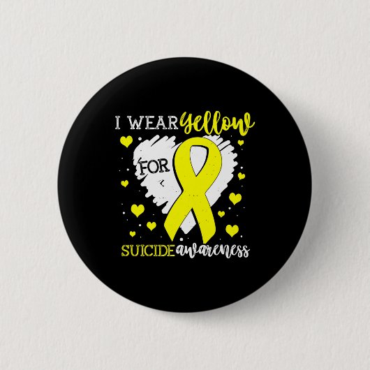 Badge Rond 5 Cm Je Porte Du Jaune Pour Sensibilisation Au Suicide  (Devant)