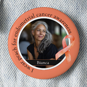 Badge Rond 5 Cm Je porte du pêche pour la sensibilisation au cance