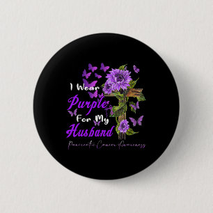 Badge Rond 5 Cm Je Porte Du Purple Pour Mon Mari Cancer Pancréatiq