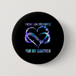 Badge Rond 5 Cm Je Porte Du Purple Turquoise Pour La Prévention Du