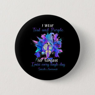 Badge Rond 5 Cm Je Porte Du Purple Turquoise Pour Quelqu'Un Gnome 