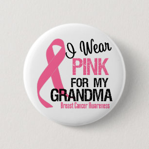 Badge Rond 5 Cm Je Porte Du Rose Pour Ma Grand-Mère