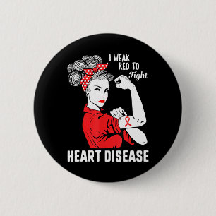 Badge Rond 5 Cm Je Porte Du Rouge Pour Combattre La Sensibilisatio