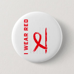 Badge Rond 5 Cm Je Porte Du Rouge Pour La Journée De Sensibilisati