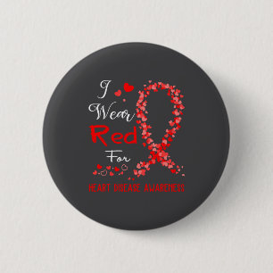 Badge Rond 5 Cm Je porte du rouge pour la sensibilisation à la mal