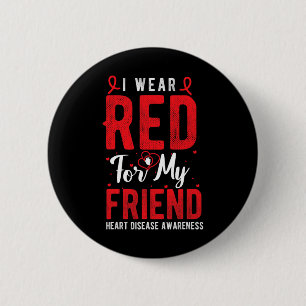 Badge Rond 5 Cm Je Porte Du Rouge Pour Mon Ami, Sensibilisation Au