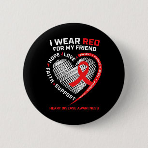 Badge Rond 5 Cm Je Porte Du Rouge Pour Mon Ami Sensibilisation aux