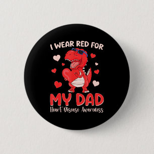 Badge Rond 5 Cm Je porte du rouge pour mon papa Maladie cardiaque