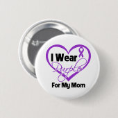 Badge Rond 5 Cm Je Porte Du Ruban De Coeur Violet - Maman (Devant & derrière)