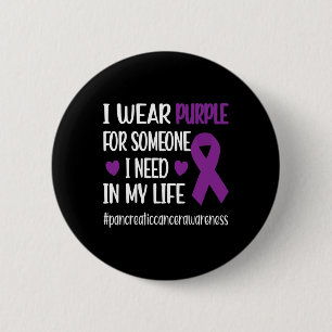 Badge Rond 5 Cm Je Porte Du Ruban Violet Pancréatique Cancer Guerr