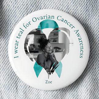 Badge Rond 5 Cm Je porte du sarcelle pour la photo de sensibilisat