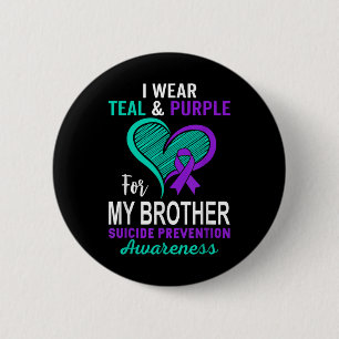 Badge Rond 5 Cm Je porte du sarcelle violet en mémoire du suicide