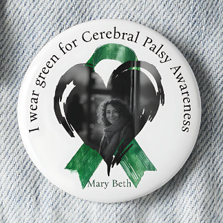 Badge Rond 5 Cm Je porte du vert pour la sensibilisation à la para