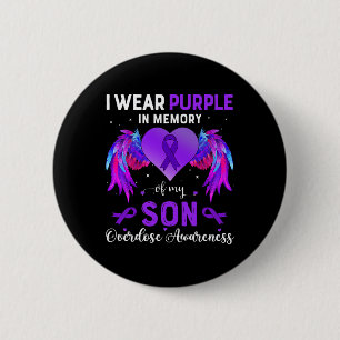 Badge Rond 5 Cm Je Porte Du Violet En Mémoire De Mon Fils Surdose