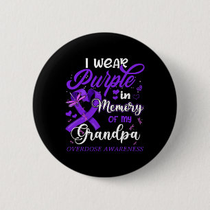 Badge Rond 5 Cm Je Porte Du Violet En Mémoire De Mon Grand-Père En