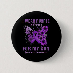Badge Rond 5 Cm Je Porte Du Violet En Mémoire Pour Mon Fils Surdos