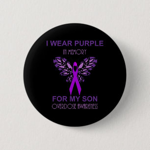 Badge Rond 5 Cm Je Porte Du Violet En Mémoire Pour Mon Fils Surdos