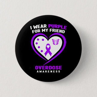 Badge Rond 5 Cm Je porte du violet pour la sensibilisation à l'ove