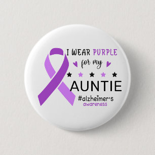 Badge Rond 5 Cm Je porte du violet pour ma tante, sensibilisation