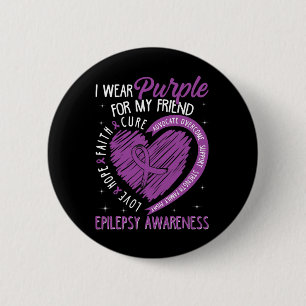 Badge Rond 5 Cm Je Porte Du Violet Pour Mon Ami Epilepsie Sensibil