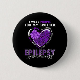 Badge Rond 5 Cm Je porte du violet pour mon frère Sensibilisation