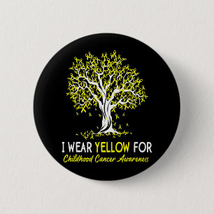 Badge Rond 5 Cm Je Porte Jaune Mois de sensibilisation au cancer c