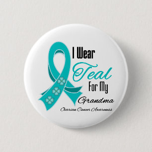 Badge Rond 5 Cm Je porte la grand-maman turquoise de Cancer