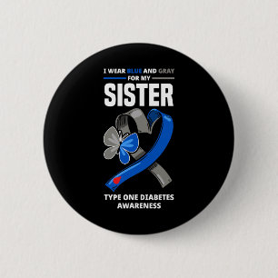 Badge Rond 5 Cm Je porte le bleu et le gris pour mon régime de typ