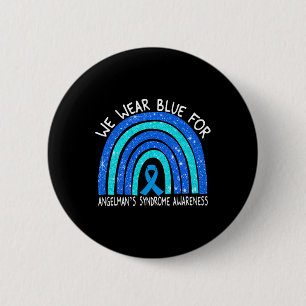 Badge Rond 5 Cm Je porte le bleu pour le syndrome d'Angelman Blue